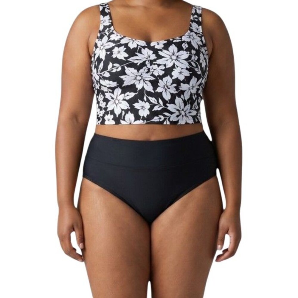 NEW 24th & Ocean High Waist Swim Bottom Womens 16 Full Coverage Tummy Control